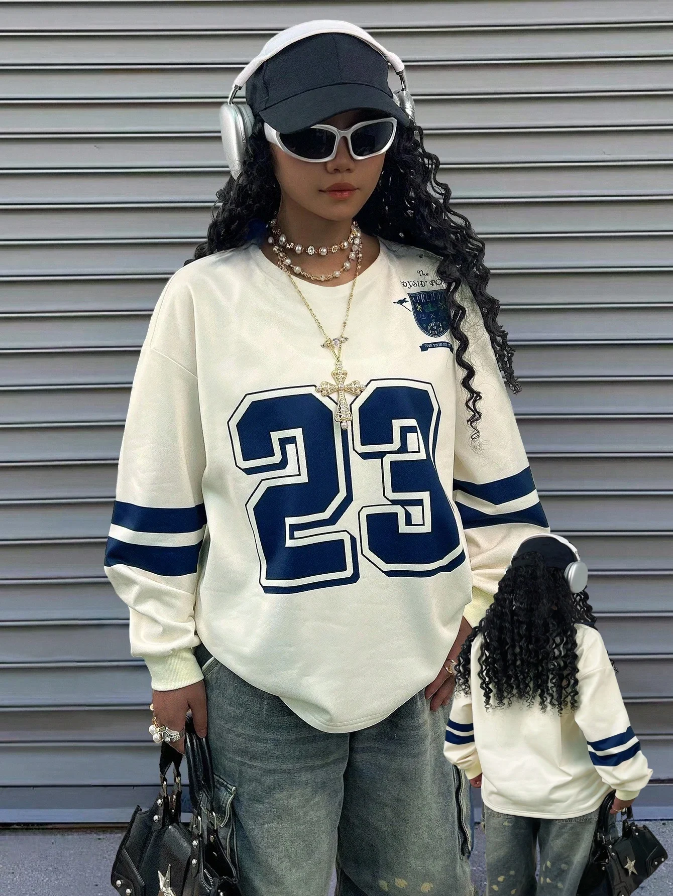 

25/26 Popular Autumn/winter Hoodie American Street Number Y2K Casual Plus Size Women's Round Neck Hoodie Suitable for Adults