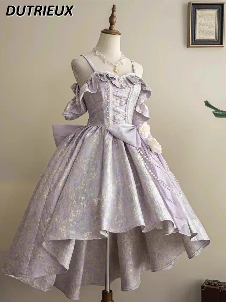 

Роскошное вечернее платье принцессы в стиле Лолиты с высокой талией и подтяжками на день рождения, банкетное художественное платье без рукавов