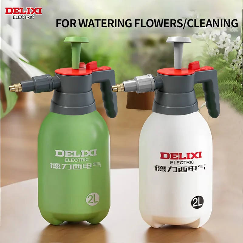 Hand Pump Sprayer,2L Handed Multi-Purpose Pressure Garden Sprayer,Safety Valve Adjustable Nozzle,for Lawn Garden DELIXI ELECTRIC