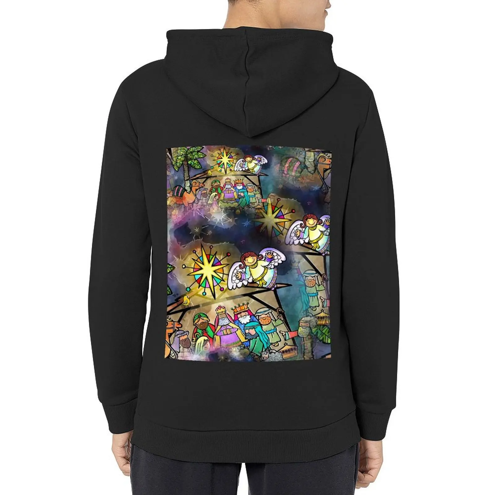 

Seamless Watercolour Christmas Nativity Abstract Hoodie autumn new products autumn men's winter sweater oversized hoodie