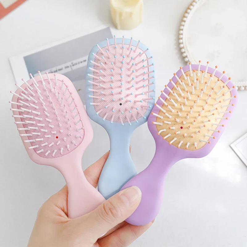 

Cute Mini Solid Color Massage Anti-screw Hairbrush Comb Home Portable Air Cushion Activity Gym Hair Brush for Women Baby Things