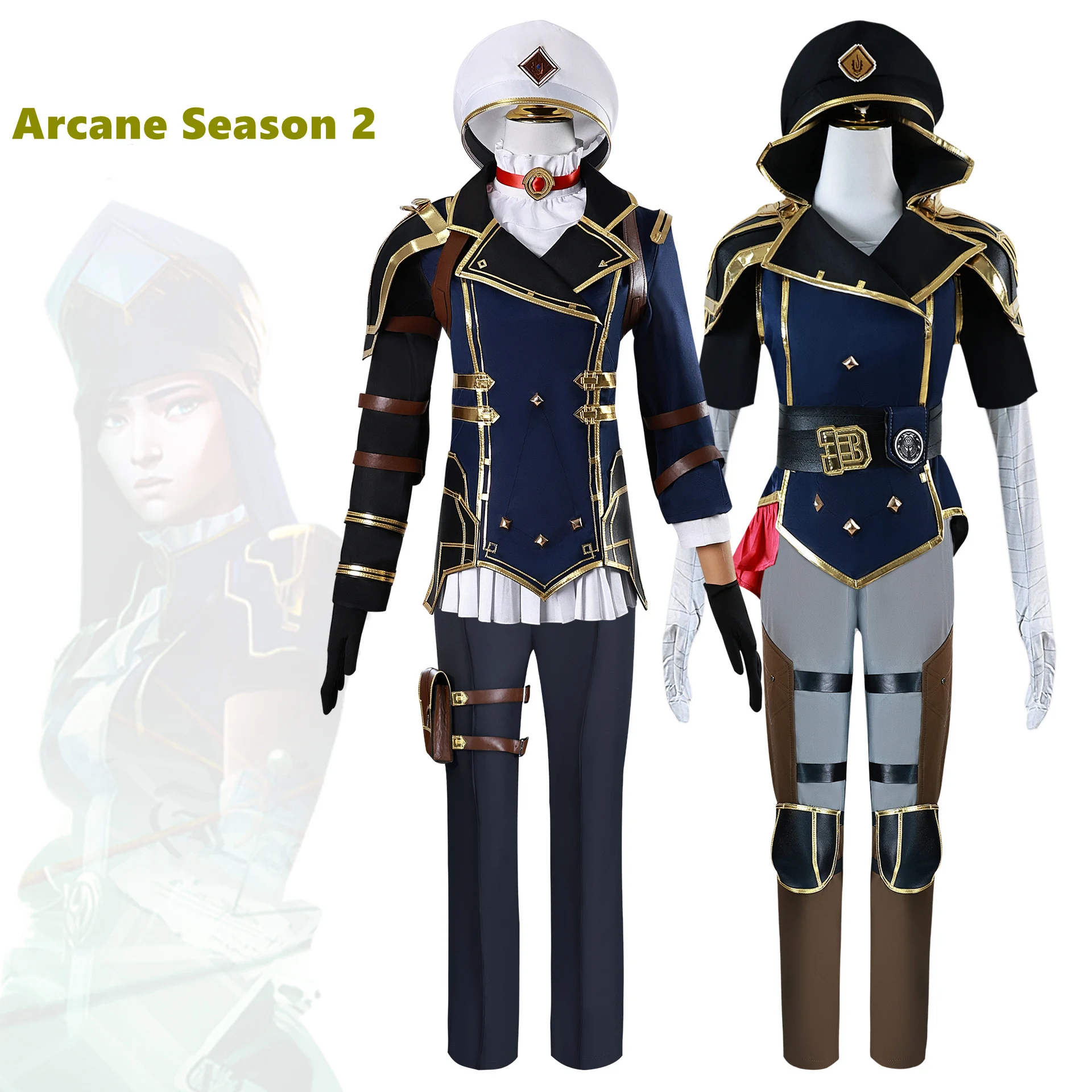 Anime Arcane Season 2 Vi Caitlyn Cosplay Costumes Game LOL Women Role Play Clothes Jacket Top Pants Hat Gloves Accessories Suit