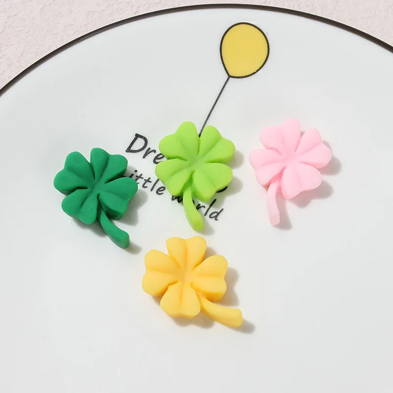 20Pcs/lot Cartoon Four Leaf Clover Flatback Resin Cabochon Scrapbooking Crafts Hair Bows Accessories DIY Phone Case Decoration