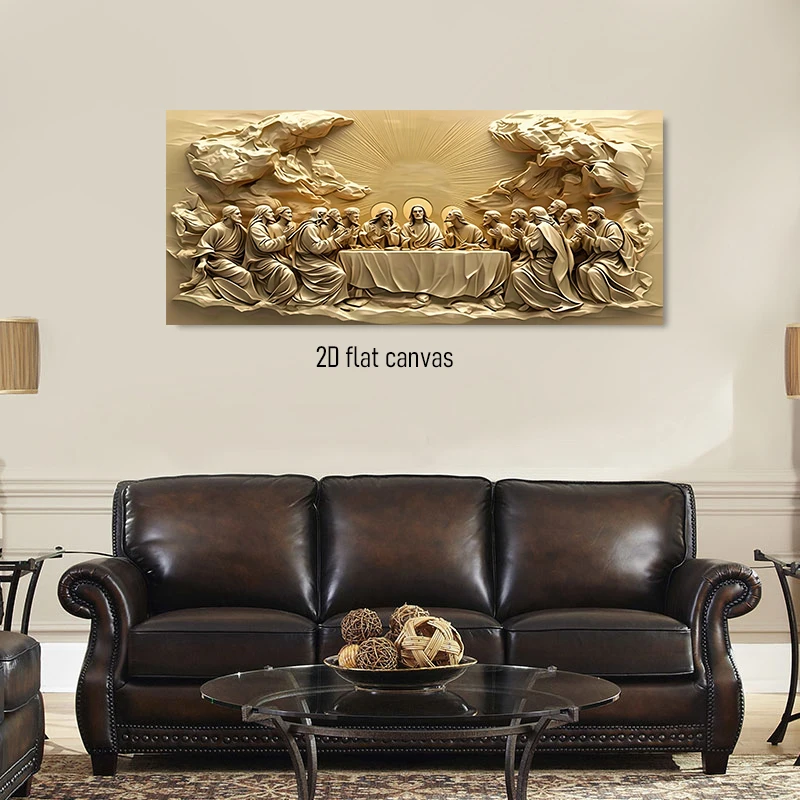 (1PC Unframe)1 last dinner relief canvas decoration painting, Christian religion, Jesus, the twelve disciples, frameless paintin