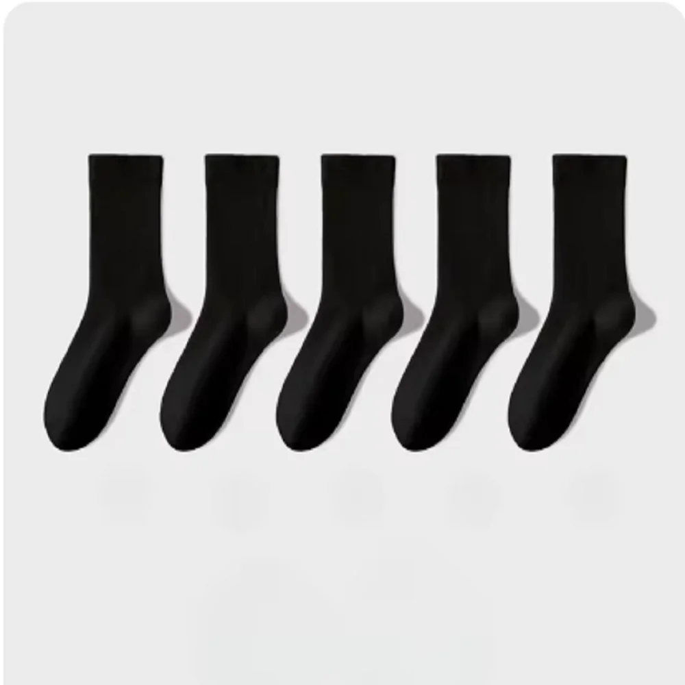 5 Pairs of Women's Cotton Blend Tube Socks Breathable Comfortable Casual Socks Knitted Fabric Color Suitable for Any Season image 4