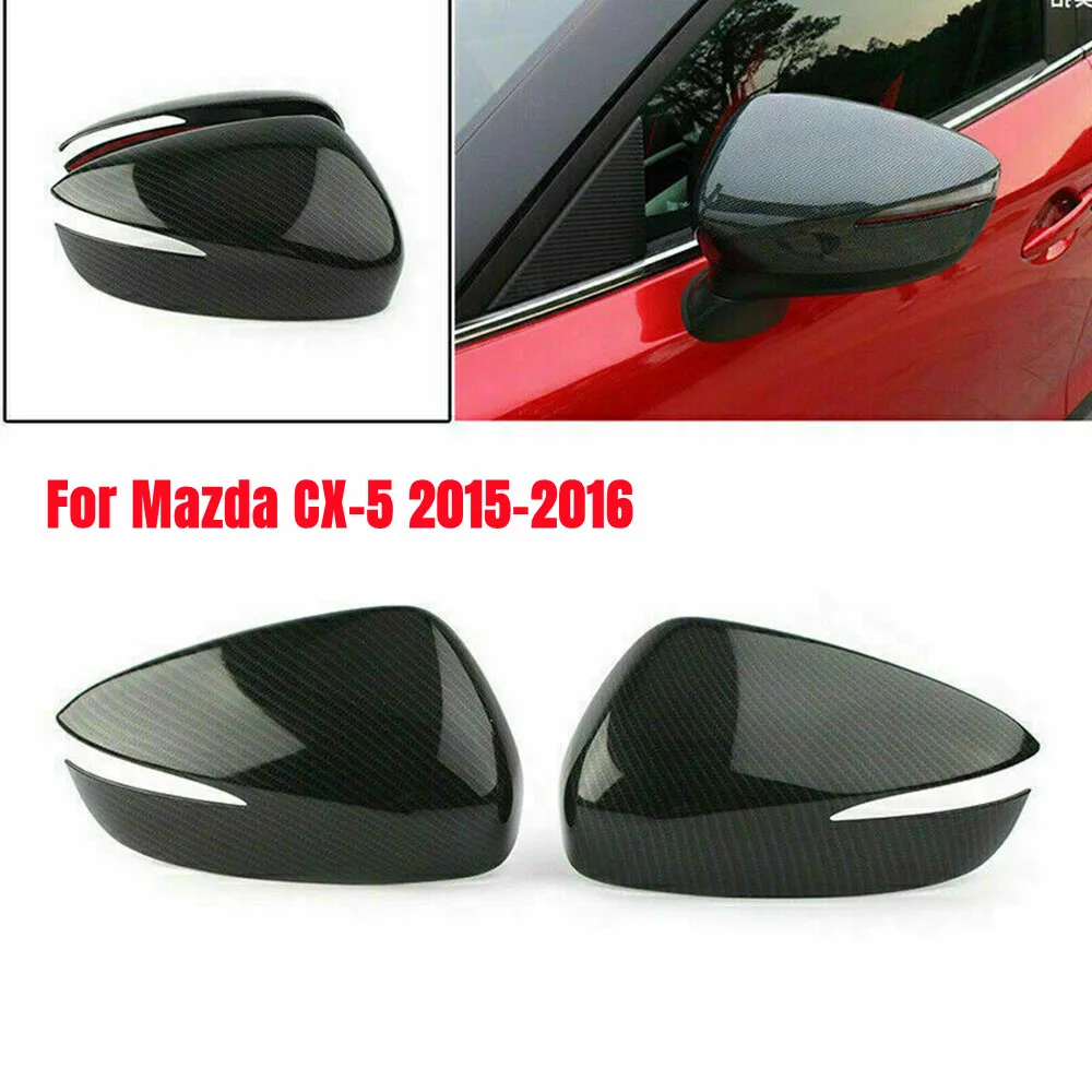 

For Mazda CX-5 CX-3 CX-4 2015-2016 ABS Car Rearview Side Mirror Cover Wing Cap Exterior Door Housing Trim Adhesive Sticker