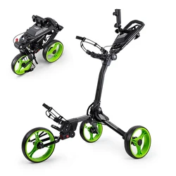 Upgrade ruote allargate Golf Push Pull Cart carrello portatile per sacca da Golf con portaombrelli