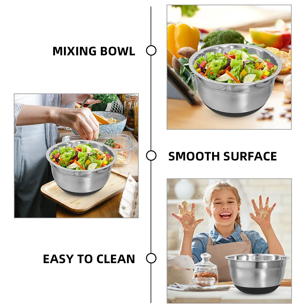 

Бассейн из нержавеющей стали, многофункциональная миска для смешивания, гладкие края, расширенный обод, легко чистится, салат, яйцо, рис, кухня