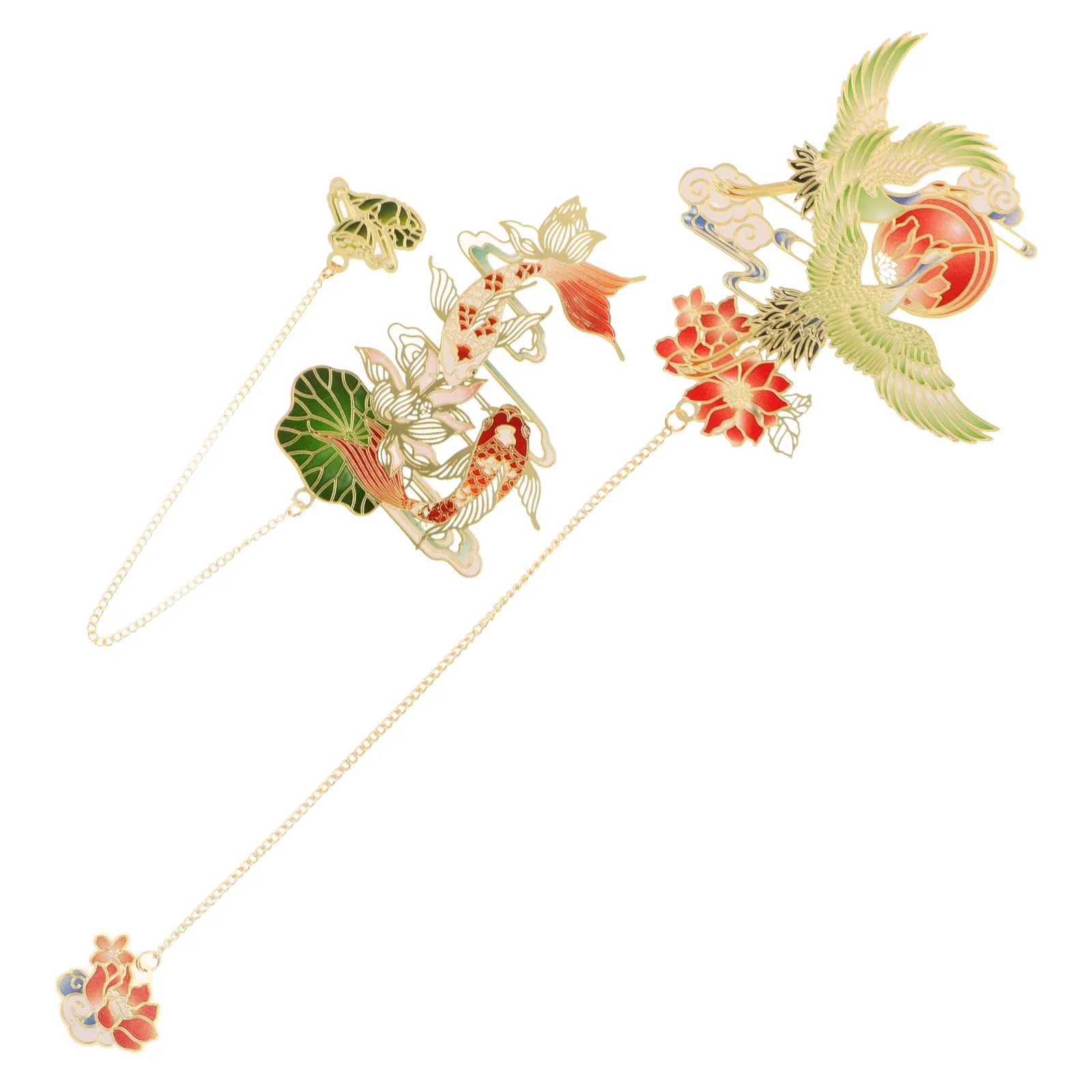 2 個金属ブックマーク中国風の神話フィギュアロングチェーンデザイン真鍮ブックマーク女性のためのユニークな読書マーク