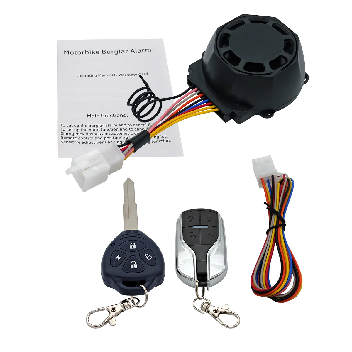 Motorcycle anti-theft alarm 12V key integrated remote control can be modified with ignition finding sensitivity adjustment