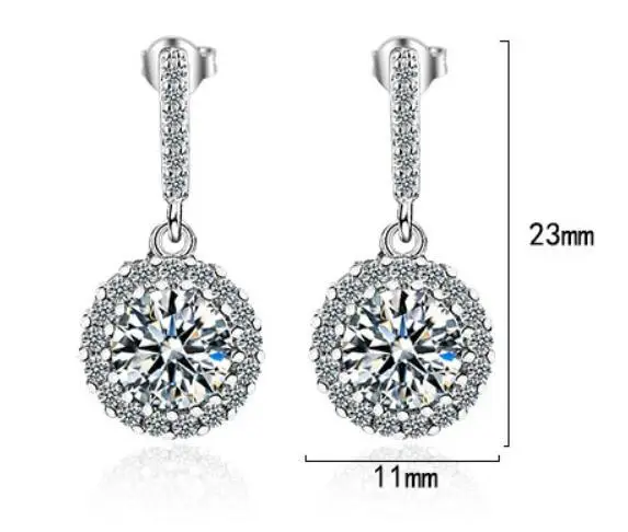 Pendiente de gota de moissanita de 1 quilate para mujer, pendientes de diamantes brillantes, joyería de boda chapada en oro blanco de plata esterlina S925