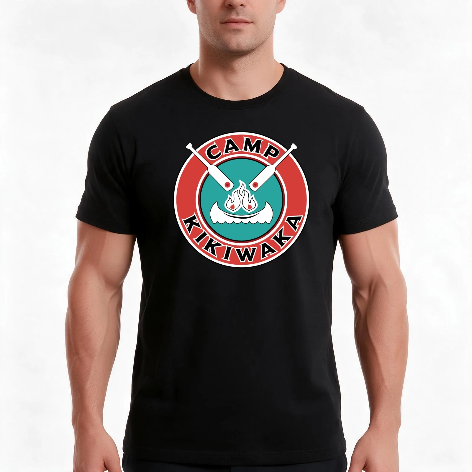 Maine Camp T-Shirt, Summer Casual Cotton Tee, Oversized Streetwear Tops, Vintage Graphic Print, Loose Fit Short Sleeve