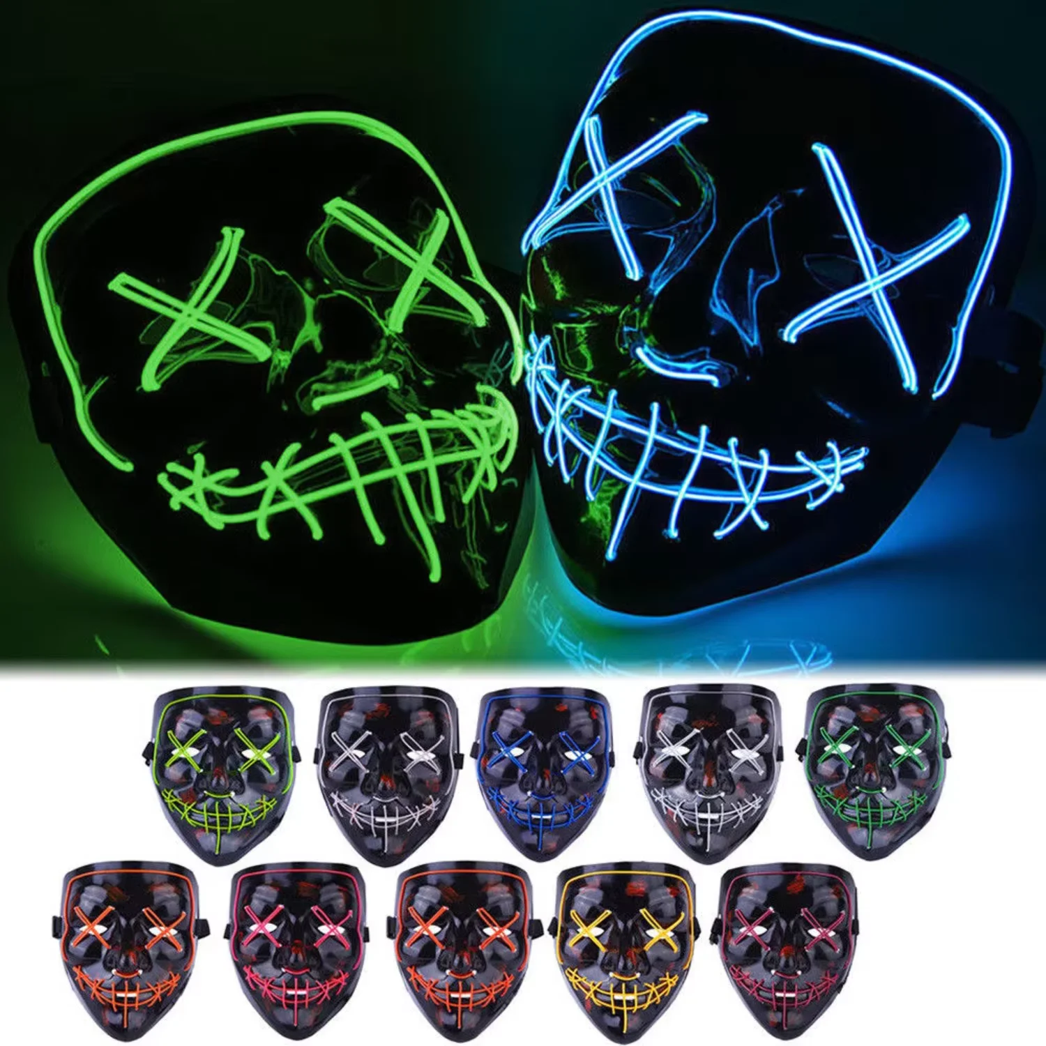 Christmas PVC halloween scary - огляд і ціна Led Purge Mask Halloween