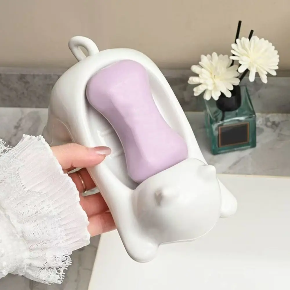 

Cat Shaped Cartoon Soap Box Creative Self Draining Soap Drain Plate Waterproof Non-slip Soap Filter Rack Keep Soap Dry