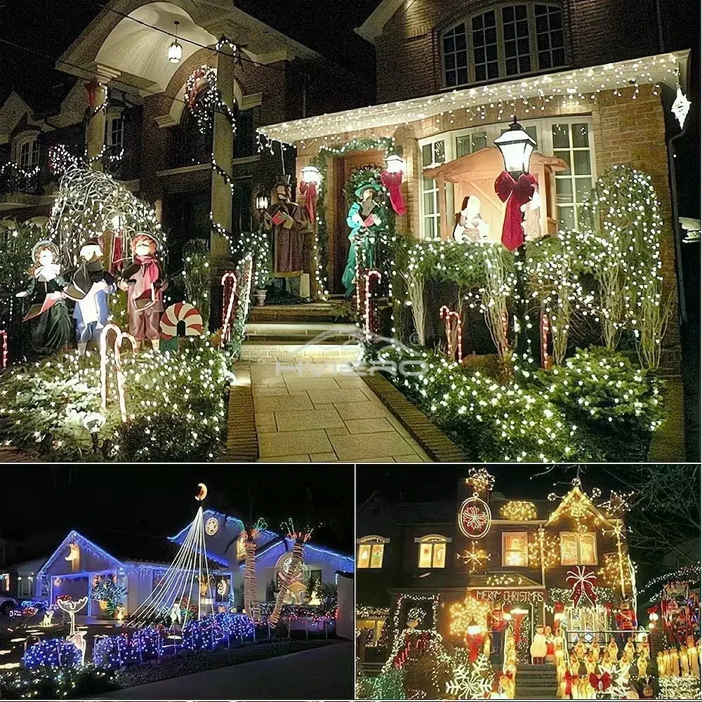 Tira de Luz de Natal com 100LED Cordas, Flash, Feriado, Decoração, Festa, Atmosfera de Casamento, Jardim, Confissão, Iluminação de Teto, 10m