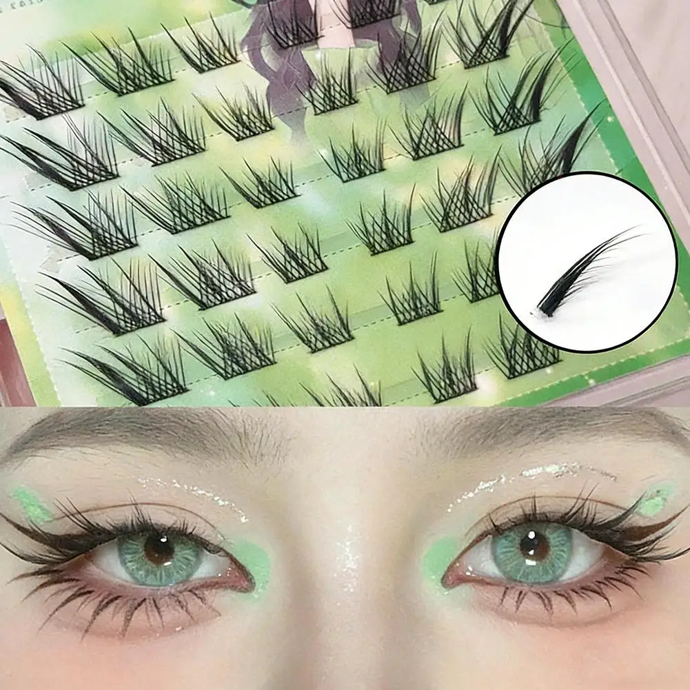 Glue-free False Eyelashes Oblique Flying Fox Style Curling Natural Lazy Comfortable Upper Eyelashes Cosplay Makeup for Women