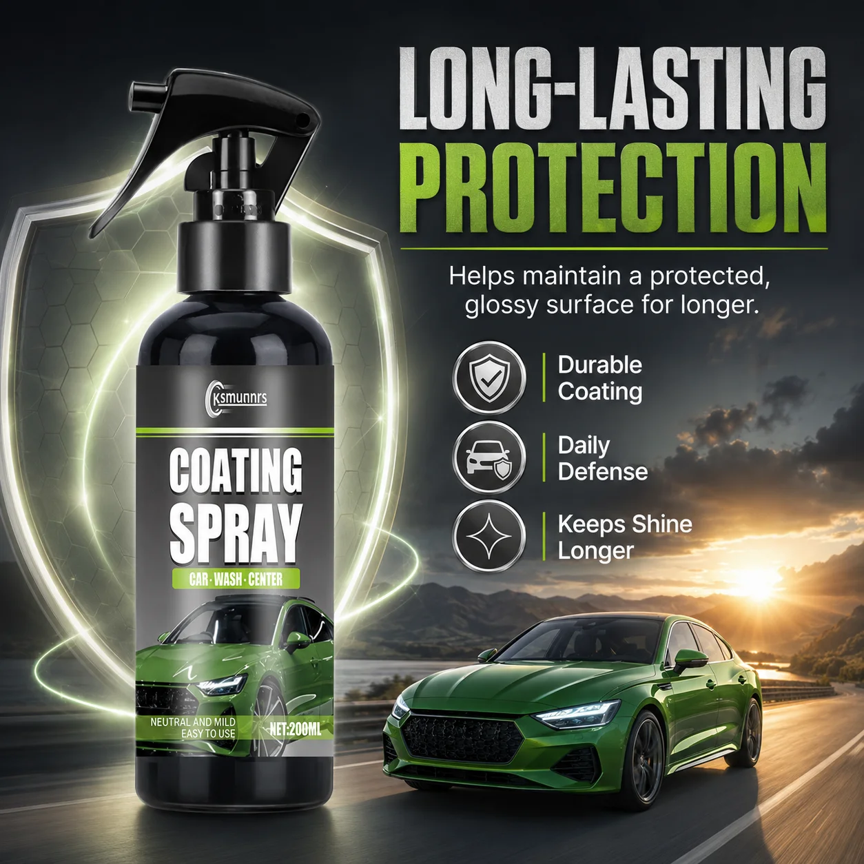 200ml Car Coating Spray, Ceramic Paint Sealant, Defends Against UV, Acid Rain, Dust & Bird Droppings, Protect Auto Paint Surface