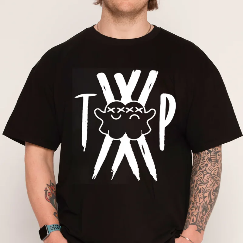 

Мужская футболка с аниме Twin Paranormal Merch — забавные буквы и персонажи из ТП, черно-белая футболка с жирным рисунком