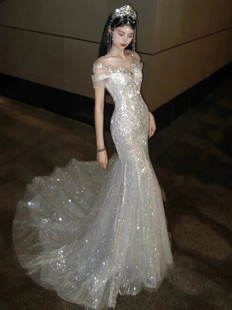 エレフィテイル ウェディングドレス 2025 新作 スリーブヘビー刺繍とエントランスフェムモデル 花嫁 高級生地