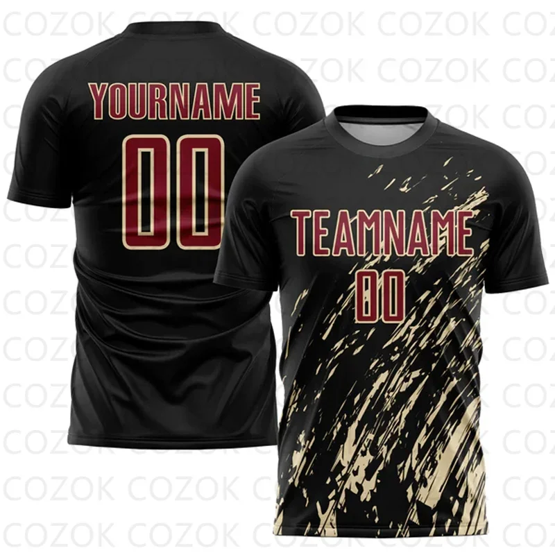 Customized Color Black Football Jerseys for Men Unisex Football Short Sleeves Athletic Tee Shirts