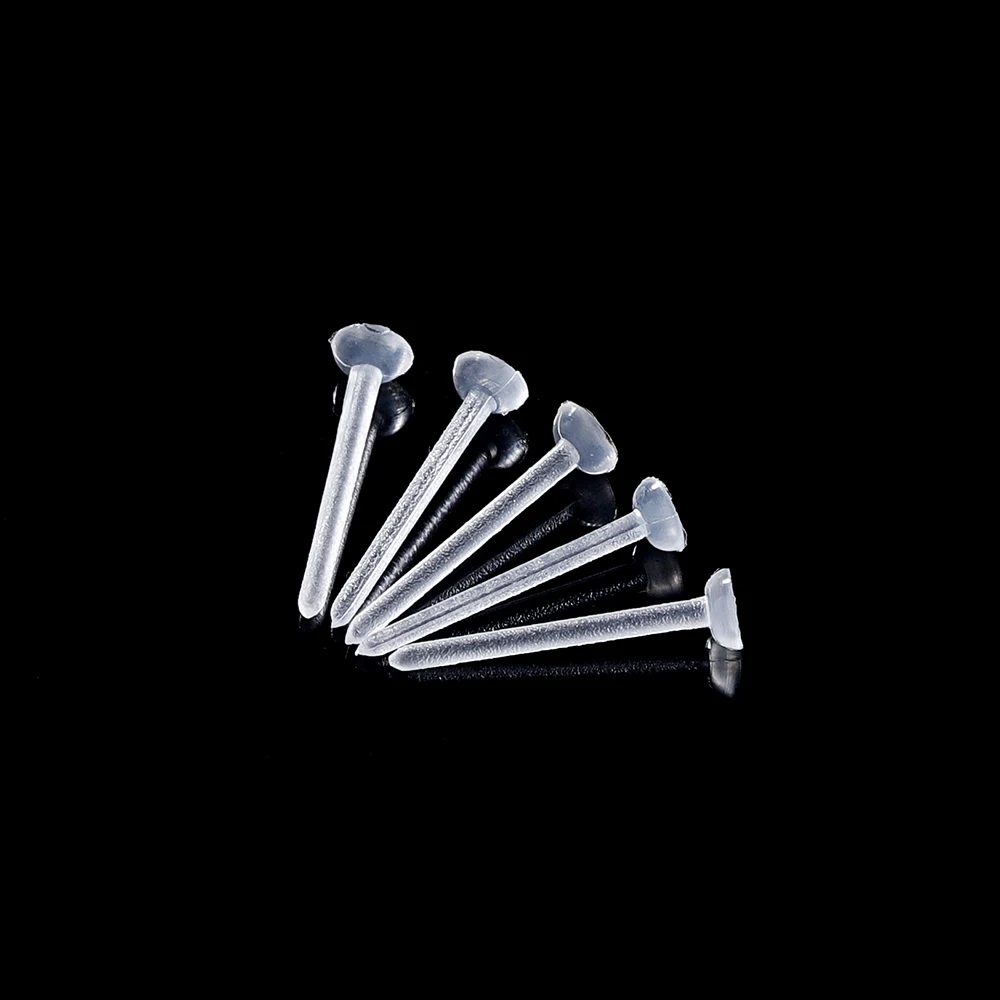 50-200Pcs 3mm Invisible Plastic Soft Silicone Rubber Earring Base Pins Stud Earring Piercing Retainer for DIY Earring Findings