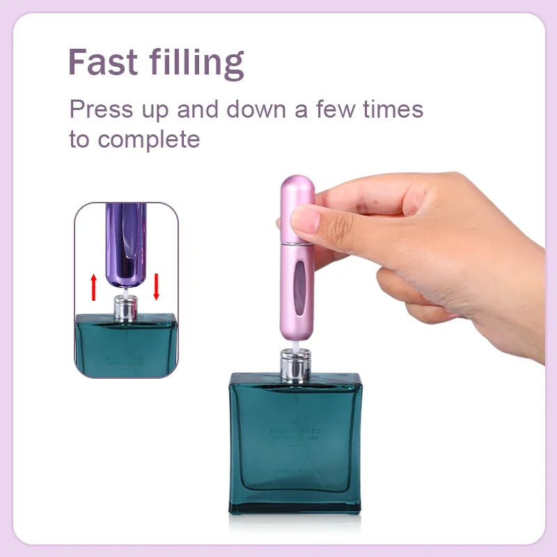 5pcs 5ml Mini Refillable Perfume Atomizer Aluminum Perfume Bottle Portable Perfume Spray Bottle Travel Parfume Mini Bottle