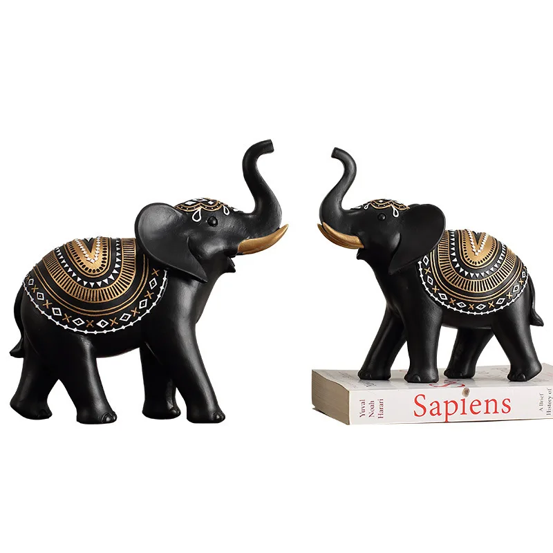 

New Chinese Creative Resin Craft Auspicious Elephant Ornament Pastoral Living Room TV Cabinet