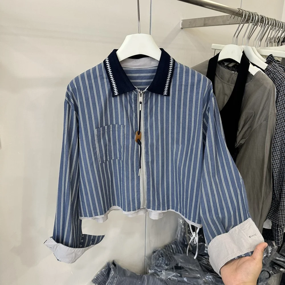 American Sle ort Zipper irt Jaet مخطط اللون Blo ex ربيع الخريف ملابس خارجية غير رسمية متعددة الاستخدامات للنساء والرجال #1