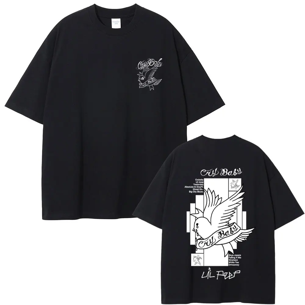 Rapper Lil Peep Crybaby Album Graphic T Shirt Men Women Hip Hop Fashion Trend T-shirts Male Casual Vintage Oversized Streetwear