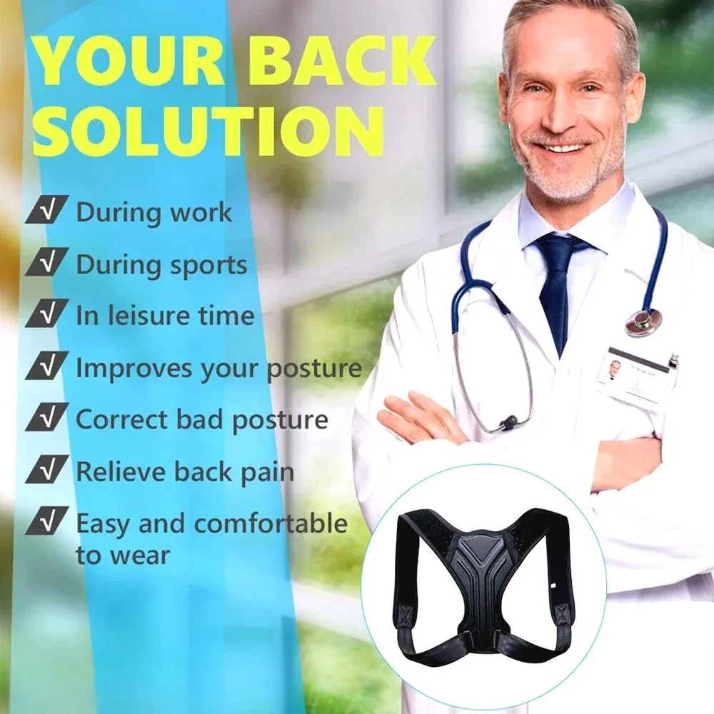 Adjustable Back Shoulder Posture Corrector Belt Clavicle Spine Support Reshape Your Body Home Office Sport Upper Back Neck Brace gallery 3