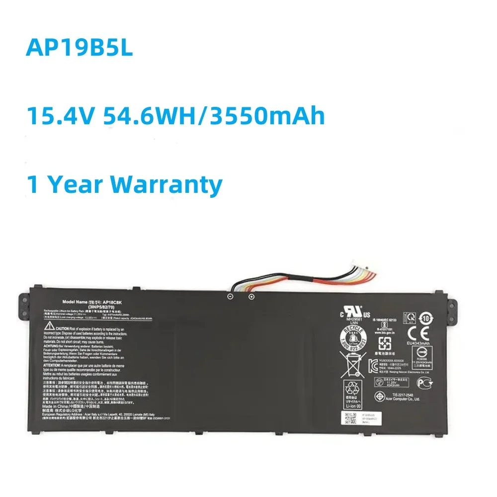 AP19B5L Battery For Acer Aspire A515-44-R5XW A515-43 Sf314-42 SP314-21N-R5FR A515-44-R5XW Vero AV15-51 15.4V 54.6WH/3550mAh