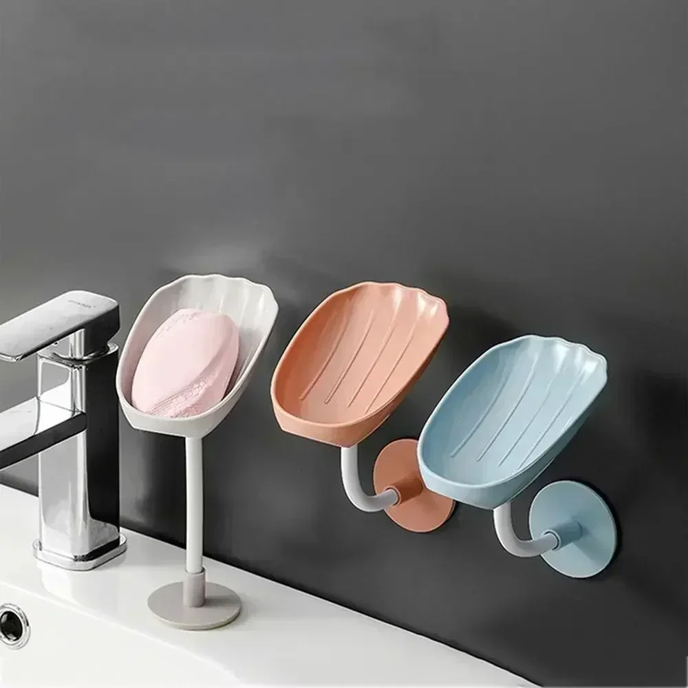 Hot Plastic Sucker Wall-Mounted Soap Dish Bendable Drain Soap Holder Kitchen Bathroom Toilet Laundry Supplies Tray Accessories