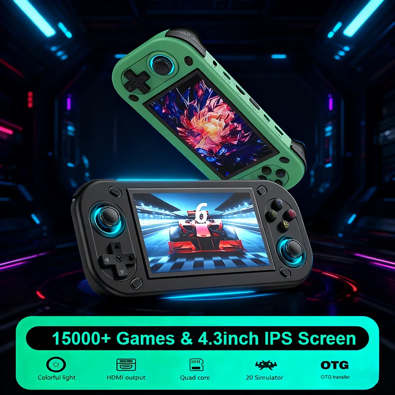 جديد R43S ريترو وحدة تحكم محمولة مفتوحة المصدر نظام لينكس وحدات تحكم الألعاب الكلاسيكية 4.3 بوصة IPS شاشة مشغل فيديو محمول VS R36S