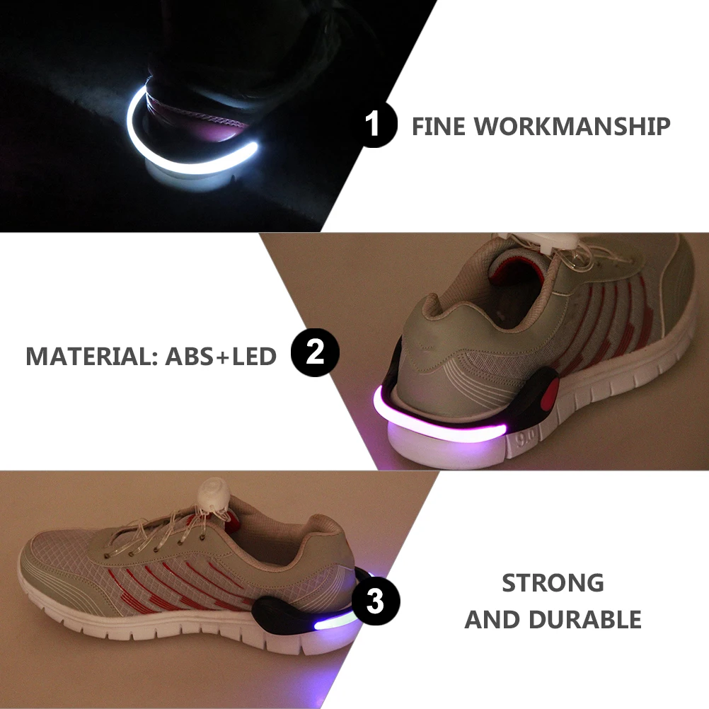 

2 Pcs Night Running Safety Light Reflective Gear LED Shoes Clip Lights Abs Accessories