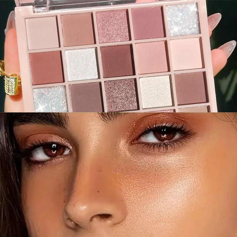 25-Color Eyeshadow Palette – Matte/Shimmer,Pink/Gold Tones,Waterproof,Long-Lasting,Brush &  Free Eyeliner, Unisex,Safe,Certified