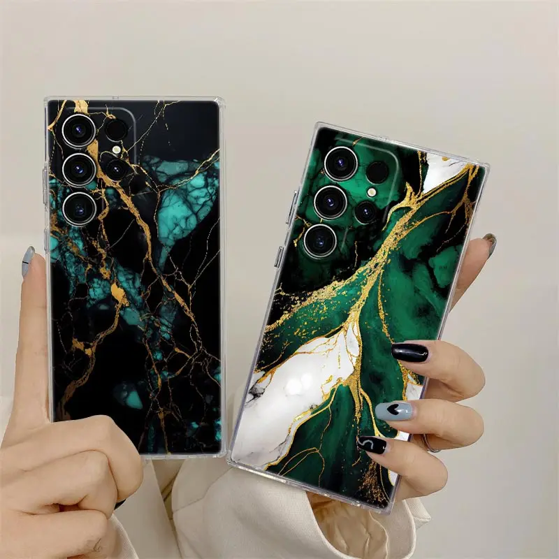 Fashion Marble Pattern Phone Case For Samsung S24 S23 Ultra 5G S22 S20 S10 Plus S21 FE Clear Cases Cover Galaxy S24Ultra Fundas