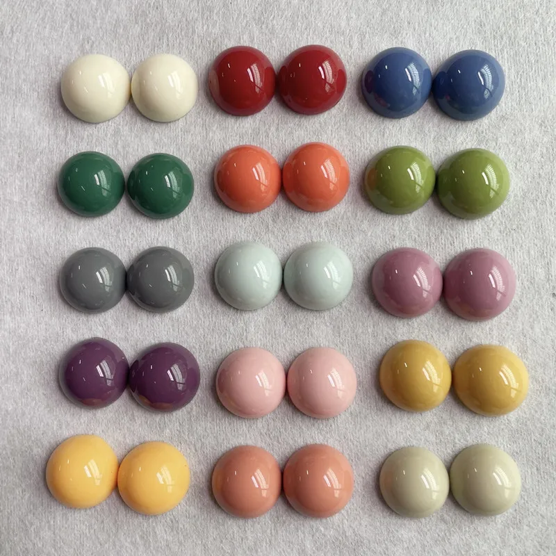 20 piezas de accesorios de resina de cabujón semicircular de 16 mm para la fabricación de joyas DIY