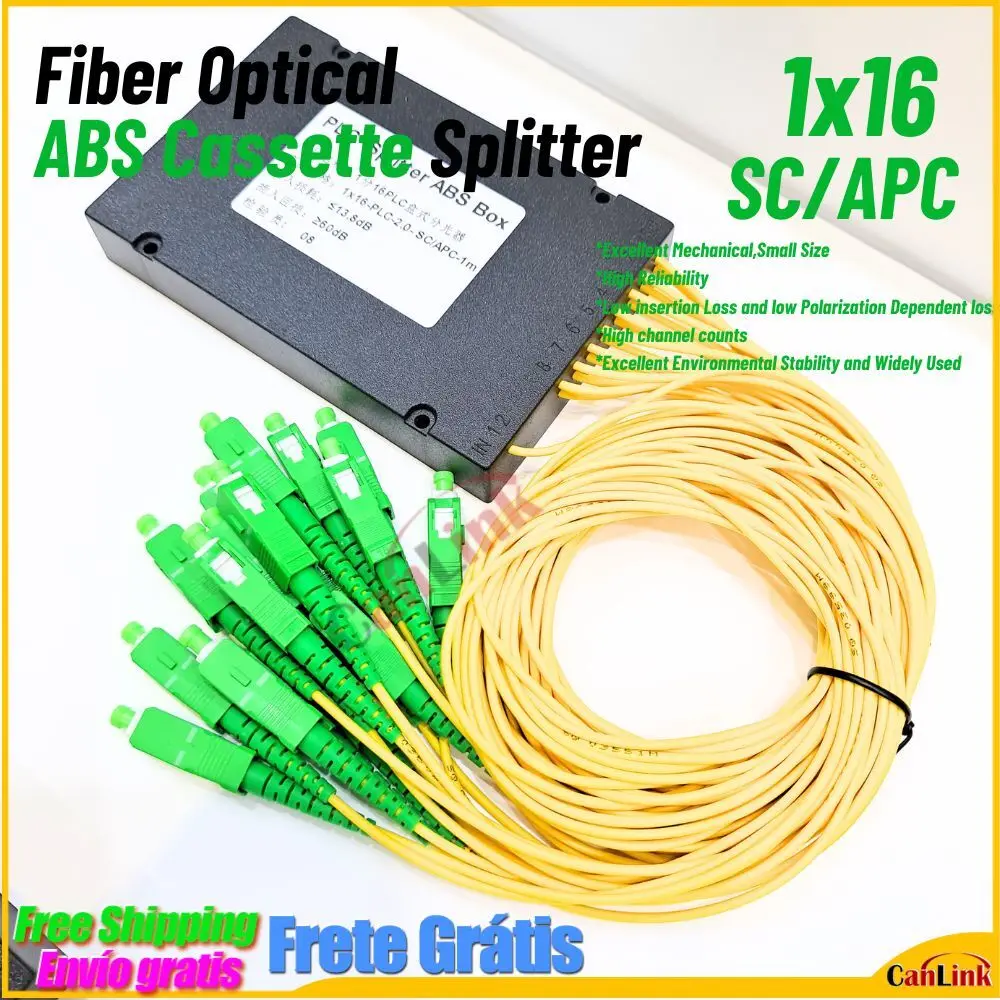 Fiber Optische SC UPC 1X16 SM 2.0MM PLC Cassette Splitter 1*16 SC-APC 1M Planar Lightwave Splitter-Box FTTH