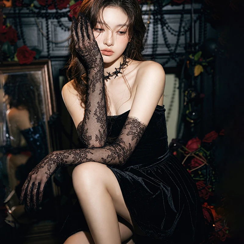 New Style Bridal Gloves, Ultra-Fairy White Lace Tulle Long Wedding Dress Photo Shoot Sexy Retro Dress Sleeves