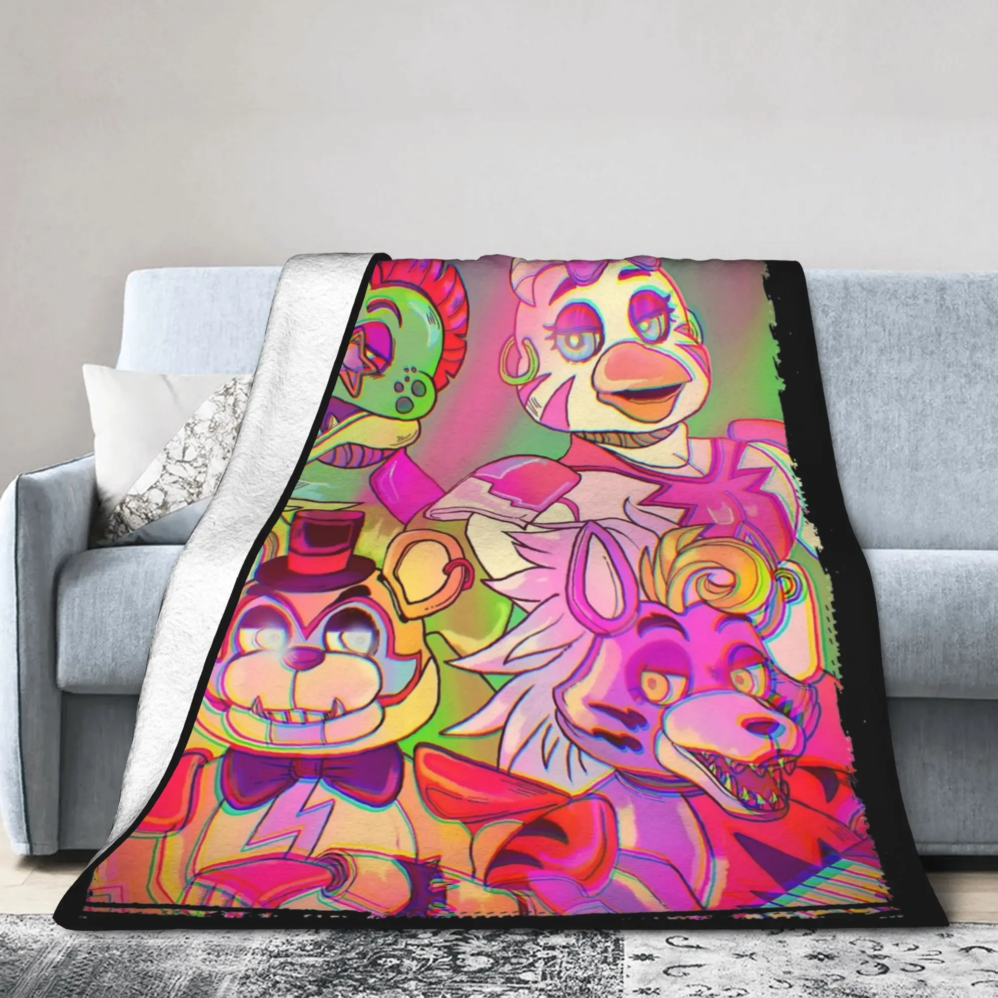 Five Nights Security Breach Blanket Flannel Spring/Autumn  Breathable Super Warm Throw Blanket for Home Travel Rug Piece