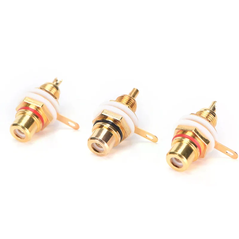 10Pcs Female Chassis Panel Mount Jack Socket Connector 24K Gold Plated Hot sale