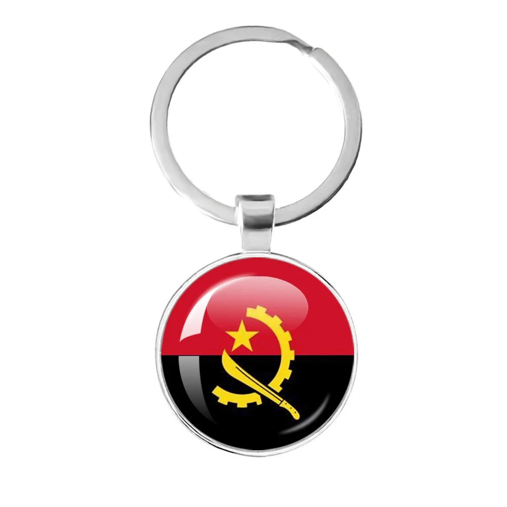 France,Poland,PuertoRico,Montenegro,Yugoslavia,Angola,Philippines,Japan,Senegal Glass Cabochon National Flag Keychain Keyholder