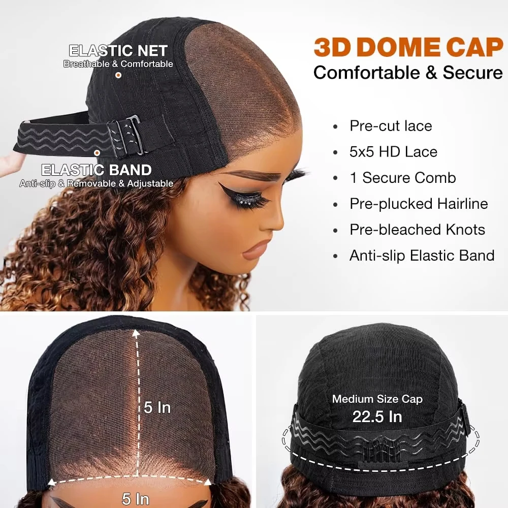 تسليط الضوء على غلويليس مجعد بوب شعر مستعار شعر الإنسان 100% جاهز لارتداء 5x5 Hd الدانتيل إغلاق موجة عميقة مجعد شعر بشري حقيقي شعر مستعار للنساء