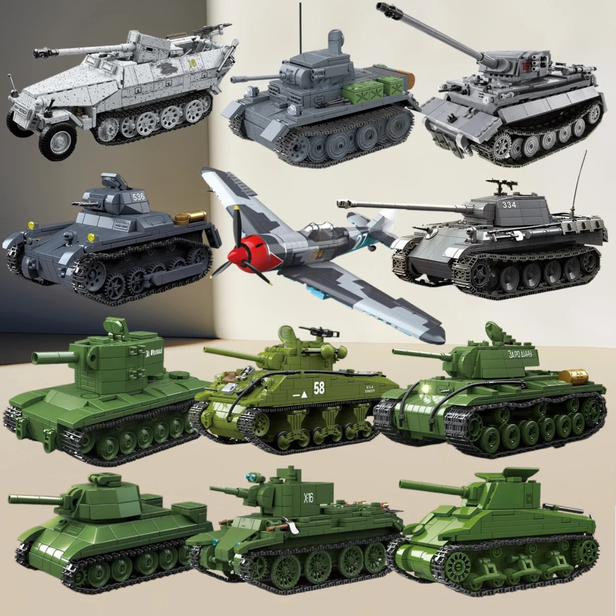 Tank III L tank M4A3 SHERMAN MEDIUM  TANK Classic Model Series Assembly Building Block Combined Model Tank Model Hand-built Toy