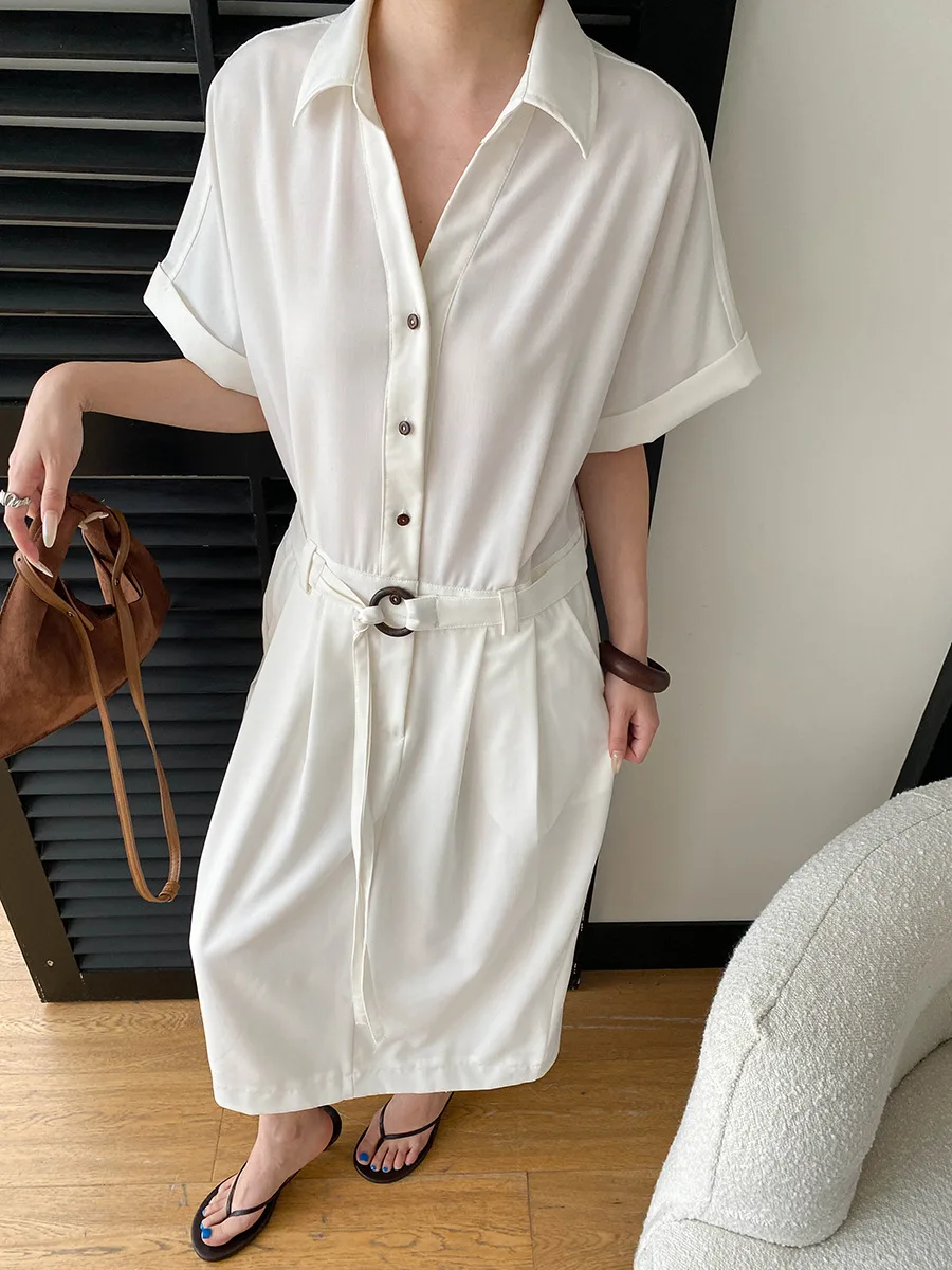 Frühlings- und Sommerkleid für Damen, lässig, einfarbig, bequem, tailliert, figurbetont. – Detail 13
