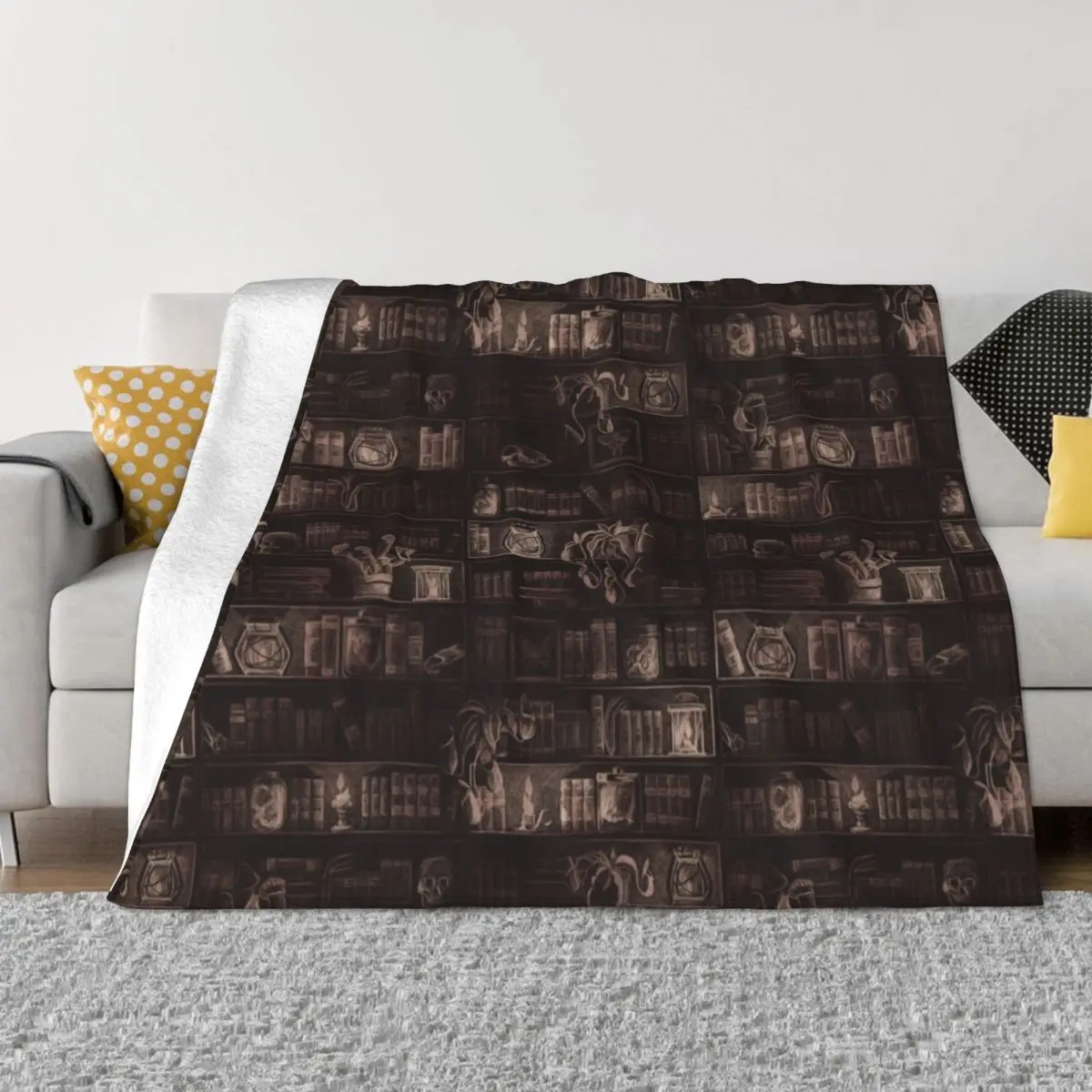 Candlelit Library, a fantasy dark academia pattern Throw Blanket Fashion Sofa Blankets Flannel Fabric