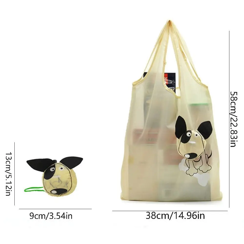 Cute Dog Useful Nylon Foldable  Eco Reusable Shopping Bags Cartoon Eco Tote Bag Portable Travel Shoulder Bag