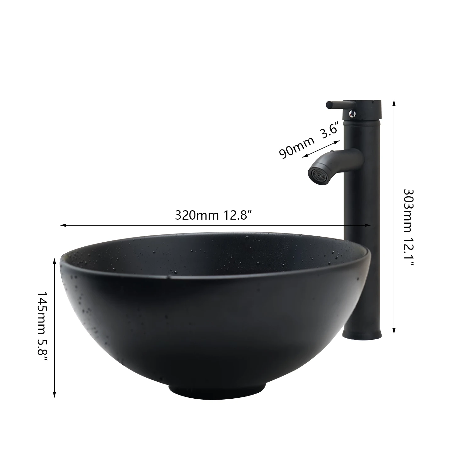 KEMAIDI Black & White Ceramic Washbasin Vessel Lavatory Basin Faucets SetBathroom Sink Bath Combine Deck Mounted Brass Mixers