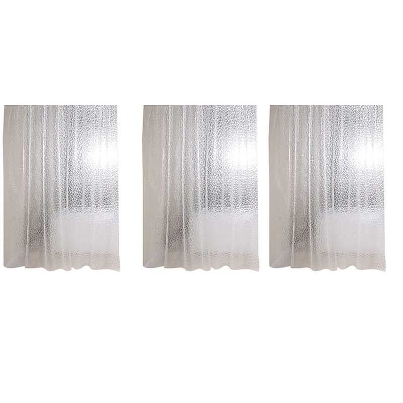 

3X Clear EVA Shower Curtain Liner Waterproof Transparent 3D Water Square Bathroom Curtain In 71Inch X 79Inch, 36 Hooks-ABLI