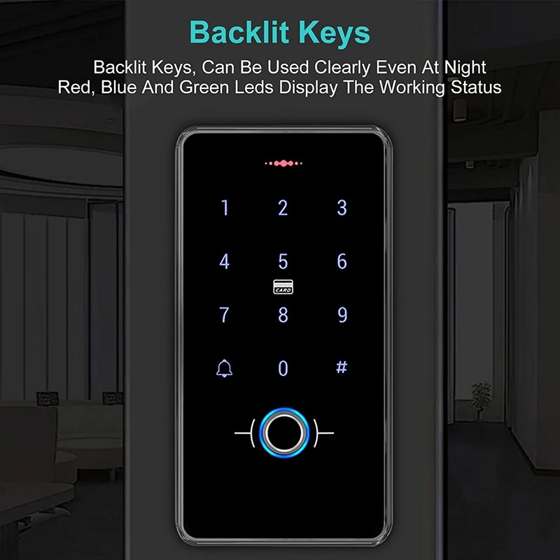 Top Deals IP68 Waterproof Fingerprint Access Control System,Wiegand 26 PIN Code RFID Keypad With 5PCS IC Key Fobs,Backlight